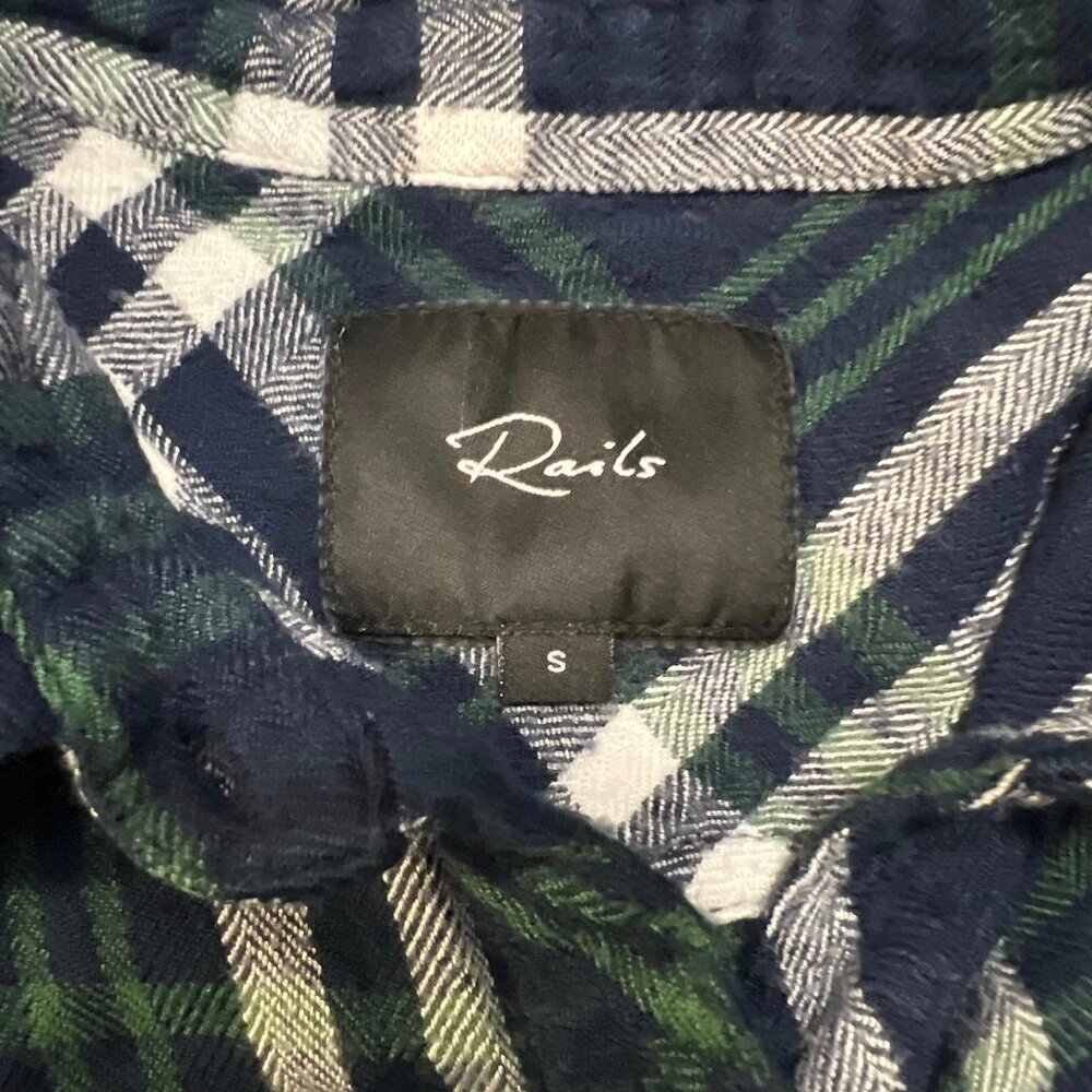 Rails Hunter Navy Green Plaid Button Up Flannel B… - image 4